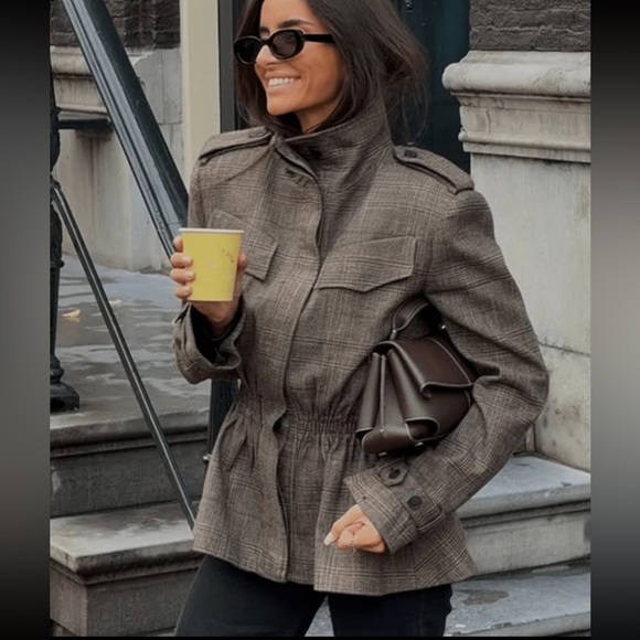 Zara Plaid Wool Blend Jacket ZW Collection - Picture 4 of 16